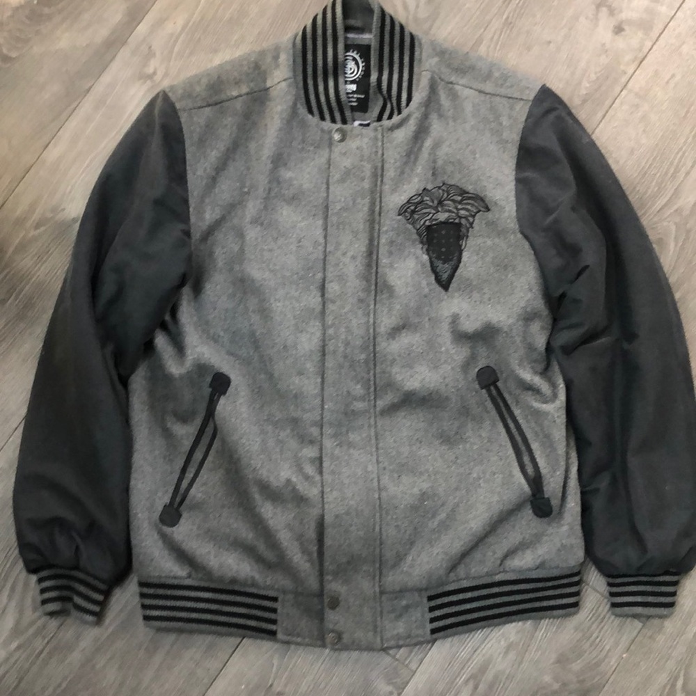 Crooks & Castles gray black varsity winter jacket size X-Large